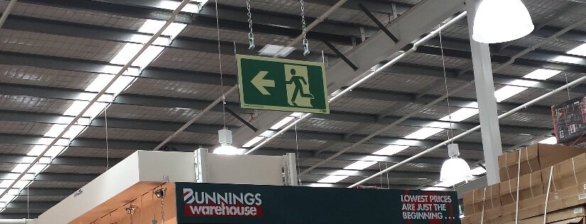 Safety Path Exit Sign in Bunnings Warehouse Store