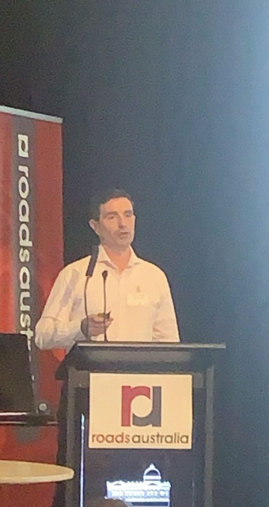 Zoran Ovuka of SmarterLite Group speaking at Roads Australia Spotlight on Safety May 2021 (credit: Roads Australia)