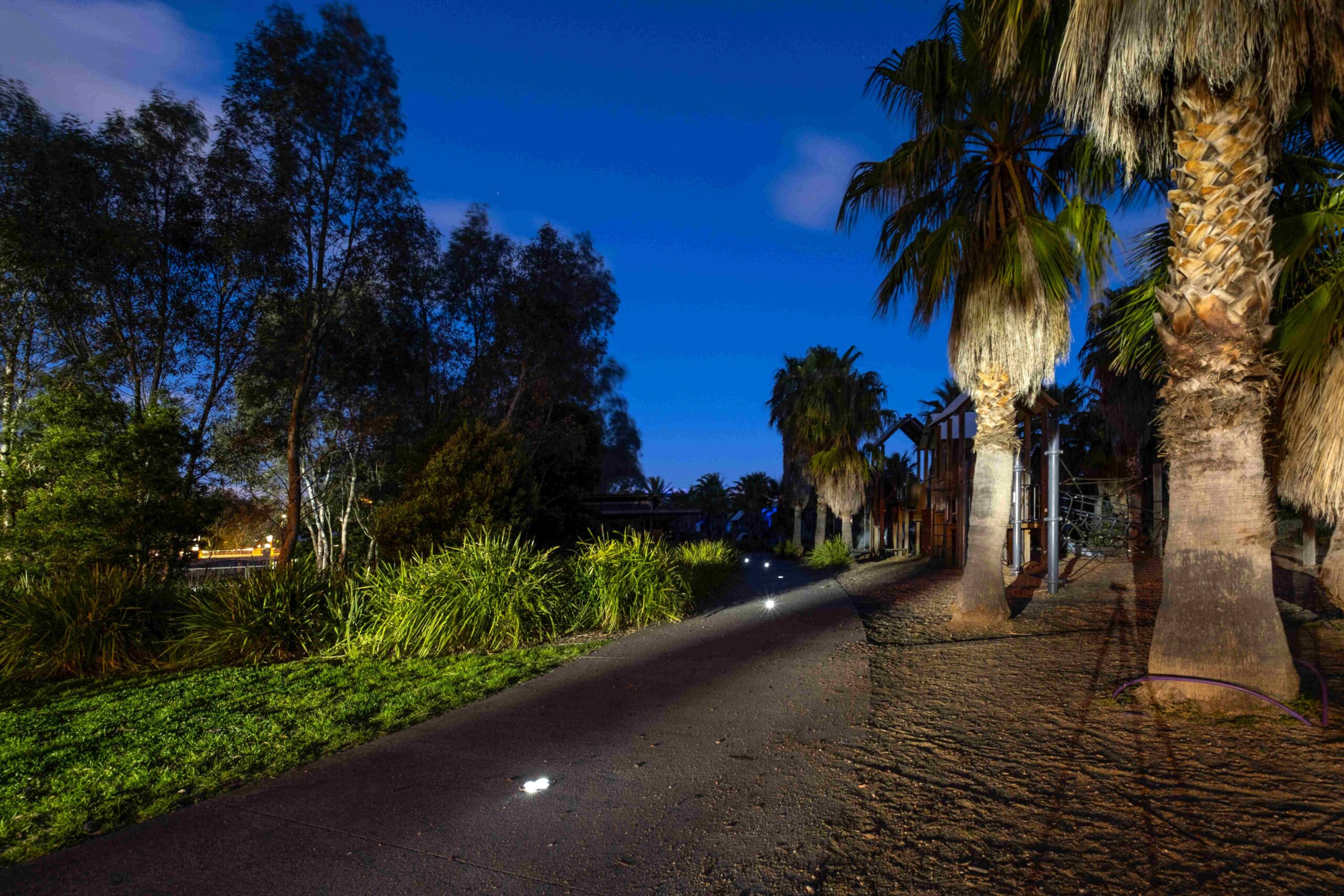 Vivacity Stud Lights along path in Soho Village park