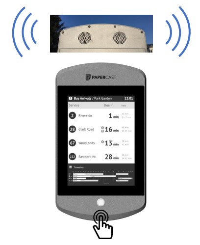 Papercast E-Paper Timetable with accessibility options